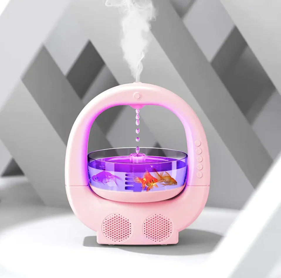 Anti-Gravity Humidifier(3-in-1) with Aromatherapy, Bluetooth Speaker, and Fish Tank Light